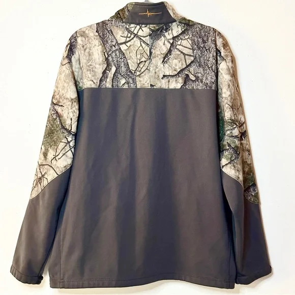 Habit Men’s Camo Zip Jacket L Gray Tan Fleece Lined - Picture 2 of 11